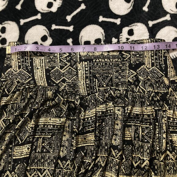 GREENLIGHT Vintage black gold geometric nature print full skirt ~ SMALL MEDIUM - Picture 7 of 11